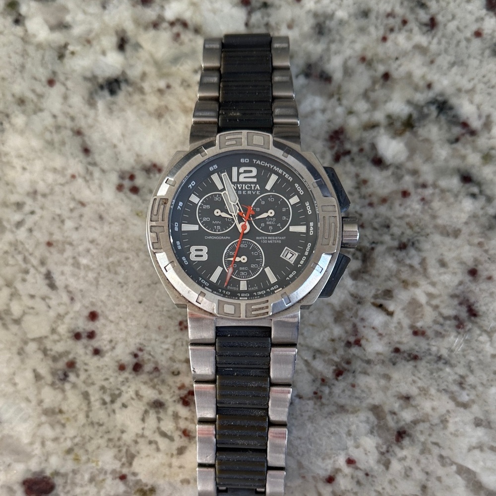 Invicta Black and Silver Tachymeter Watch